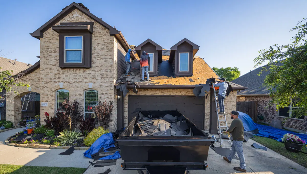 Roofers using Big Tex 14LX Dump Trailer