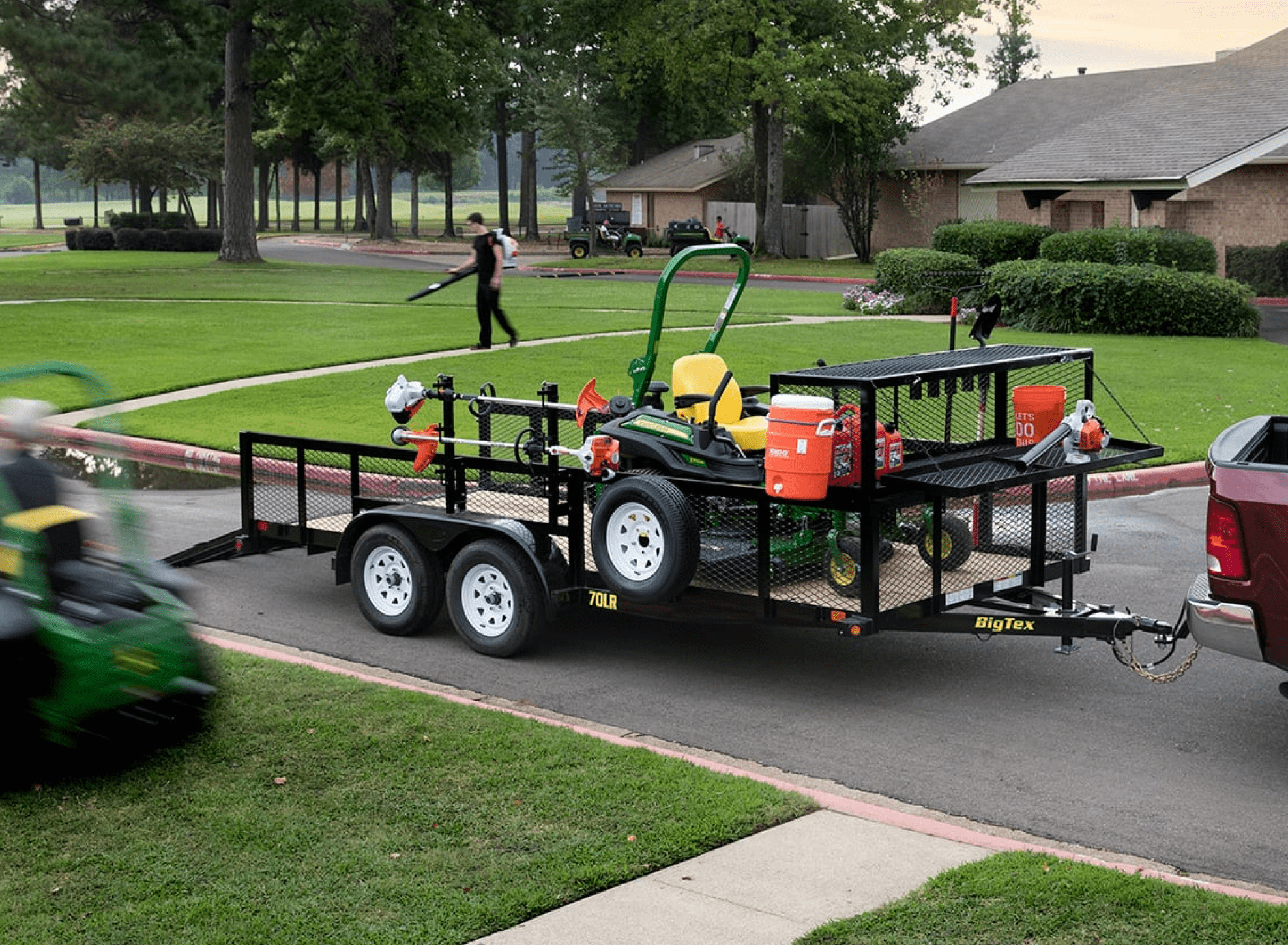 Lawn Mower on Big Tex Landscape Trailer