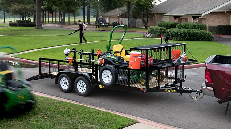 Big Tex Trailer Carrying Lawn Equipment
