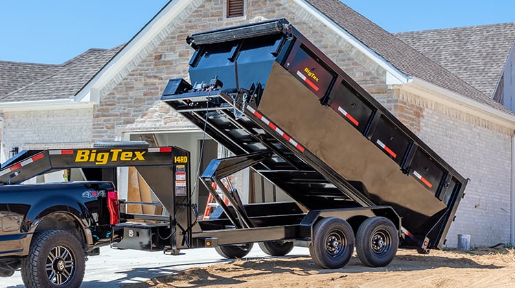 Roll Off Dump Trailer in Front of House